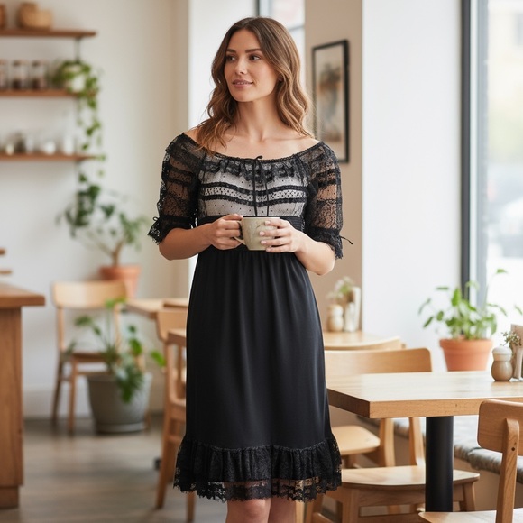 Colette Dinnigan Authentic Lace Black Dress Size XS Garment Made in Australia - Picture 2 of 15